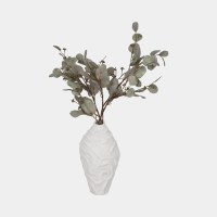 14" White Faux Coral Polyresin vase