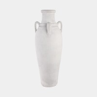 39" Ivory Four Handle Ceramic Vase