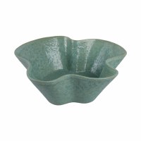 13" Green Freeform Decorative Ceramic Bowl