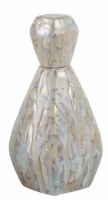 11"  Ivory and Blue Ceramic Bottle