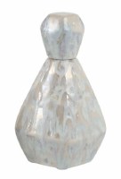 9" Ivory and Blue Ceramic Bottle