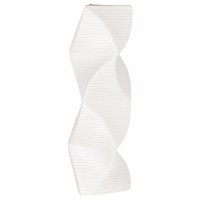 16" White Ribbed Ceramic Modern Vase