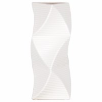 12" White Ribbed Ceramic Modern Vase