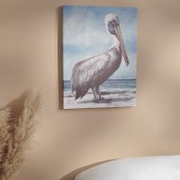 24" x 18" Pelican on the Beach Coastal Canvas