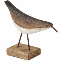 5" Brown and White Wood Shorebird Statue