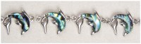 Silver Toned and Abalone Enamel Dolphin Bracelet