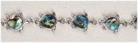Silver Toned and Abalone Enamel Sea Turtle Bracelet