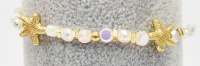 White and Gold Toned Beads and Starfish Bracelet