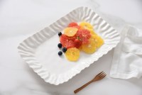 10" x 15" White Ripple Ceramic Tray by Pampa Bay