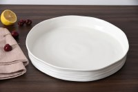 13" Round White Ribbed Ceramic Dish by Pampa Bay