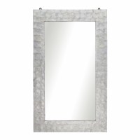 40" x 24" White Coastal Capiz Wall Mirror