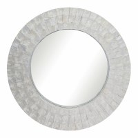 24" Round White Coastal Capiz Wall Mirror