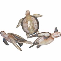 20" x 30" Multicolor Coastal Capiz Sea Turtle Trio Wall Art Plaque