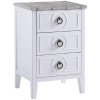 19" White and Boardwalk Top Three Drawer Night Stand