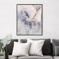 36" x 30" Gray Heron 2 Coastal Canvas in a Silver Frame