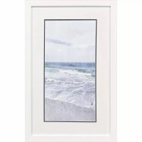 36" x 23" One Dark Cloud at the Beach Coastal Print in a White Frame Under Glass