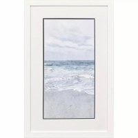 36" x 23" Two Dark Clouds at the Beach Coastal Print in a White Frame Under Glass