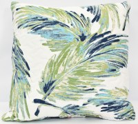 20" Sq Green Palm Fronds Decorative Coastal Pillow