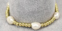 Gold Toned 4mm Balls and Faux Pearls Bracelet