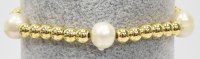 Gold Toned 6mm Balls and Faux Pearls Bracelet