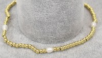 9.5" Gold Toned 3mm Balls and Faux Pearls Anklet