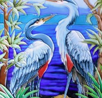 6" Sq Coastal Birds Tile