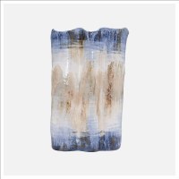 15" Blue, White, and Brown Ceramic Vase