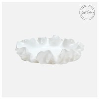 10" x 14" White Riffles Decorative Ceramic Bowl