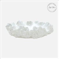 14" x 19" White Ruffles Decorative Ceramic Bowl