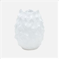 19" White Textured Ceramic Vase