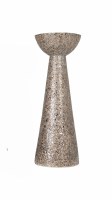 14" Silver Textured Polyresin Pillar Candleholder