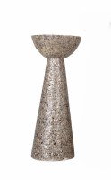 12" Silver Textured Polyresin Pillar Candleholder