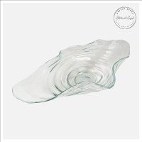 12" x 23" Clear Freeform Decorative Glass Bowl