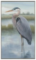 50" x 30" Blue Noble Heron Coastal Canvas Framed