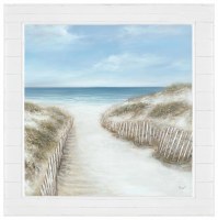 48" Sq Path to the Shore Coastal Canvas in a White Shiplap Frame