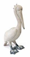 Distressed White Polyresin Coastal Pelican Statue