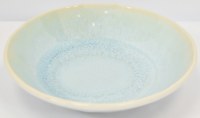 8" Round Light Blue and Beige Melamine Salad Bowl