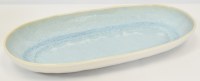 7" x 15" Light Blue and Beige Oval Melamine Serving Tray