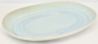 12" x 17" Light Blue and Beige Oval Melamine Serving Tray