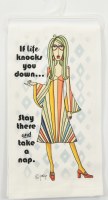 27" Sq "If Life Knocks You Down..." Flour Sack Kitchen Towel