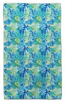 30" x 18" Blue and Green Tropical Leaves Kitchen Towel