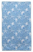 30" x 18" Light Blue and White Seashells Kitchen Towel