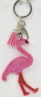 "Sanibel Island" Bling Pink Flamingo Key Chain
