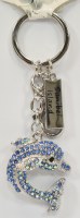 "Sanibel Island" Blue Bling Dolphin Key Chain