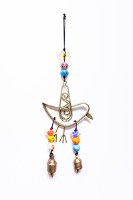 24" Distressed Bronze Birds Eye View With Glass Beads and Bells Wind Chime