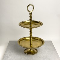 18" Gold Two Tiered Metal Serving Stand