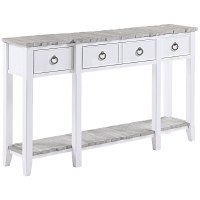 62" Boardwalk Top and White Three Drawer and One Shelf Console Table