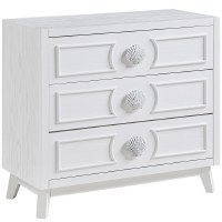 32" White Three Seashell Drawers Cabinet