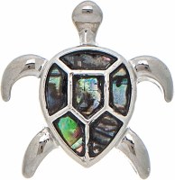 Silver Toned Abalone Sea Turtle Post Earrings