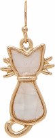 Gold Toned Mother od Pearl Sitting Cat Earrings